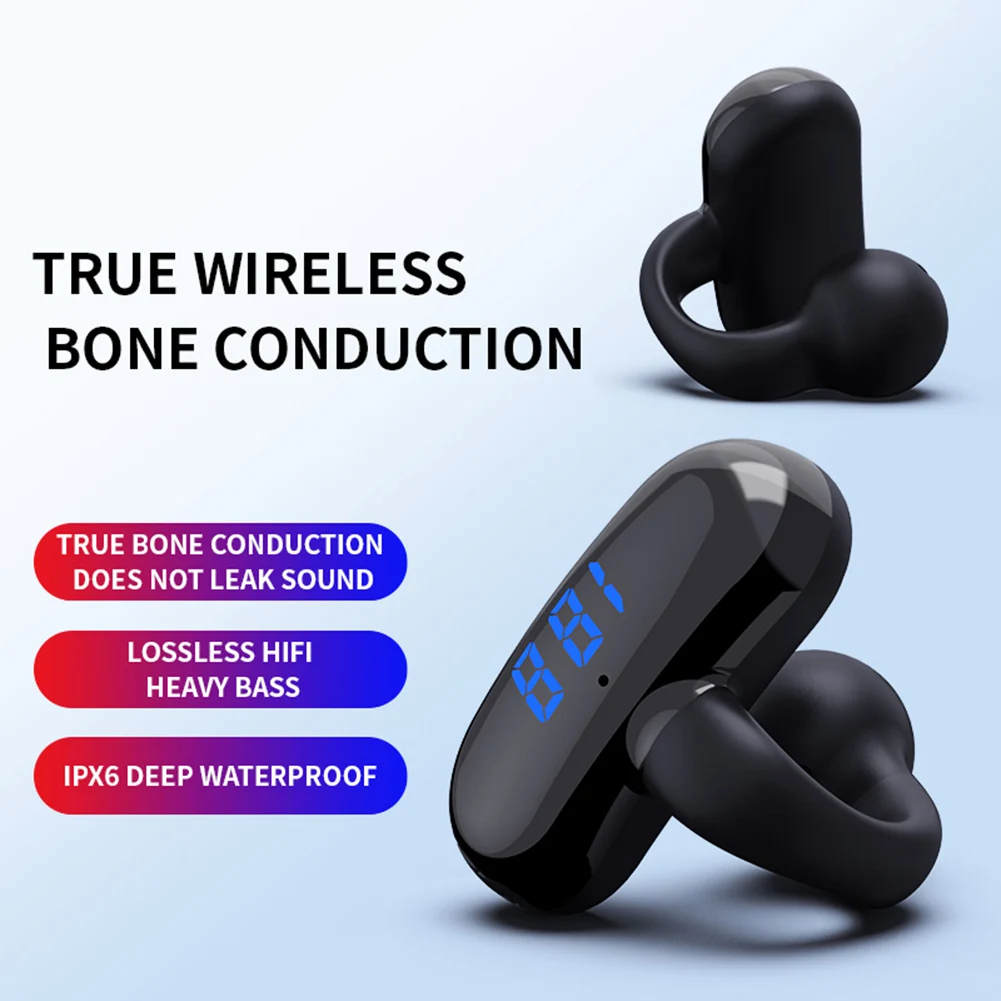 Безжични слушалки F20 TWS Bluetooth 5.3 Слушалки Hi-Fi Стерео система С клипс за един ухото, Слушалките с Шумопотискане, Спортни слушалки С микрофон