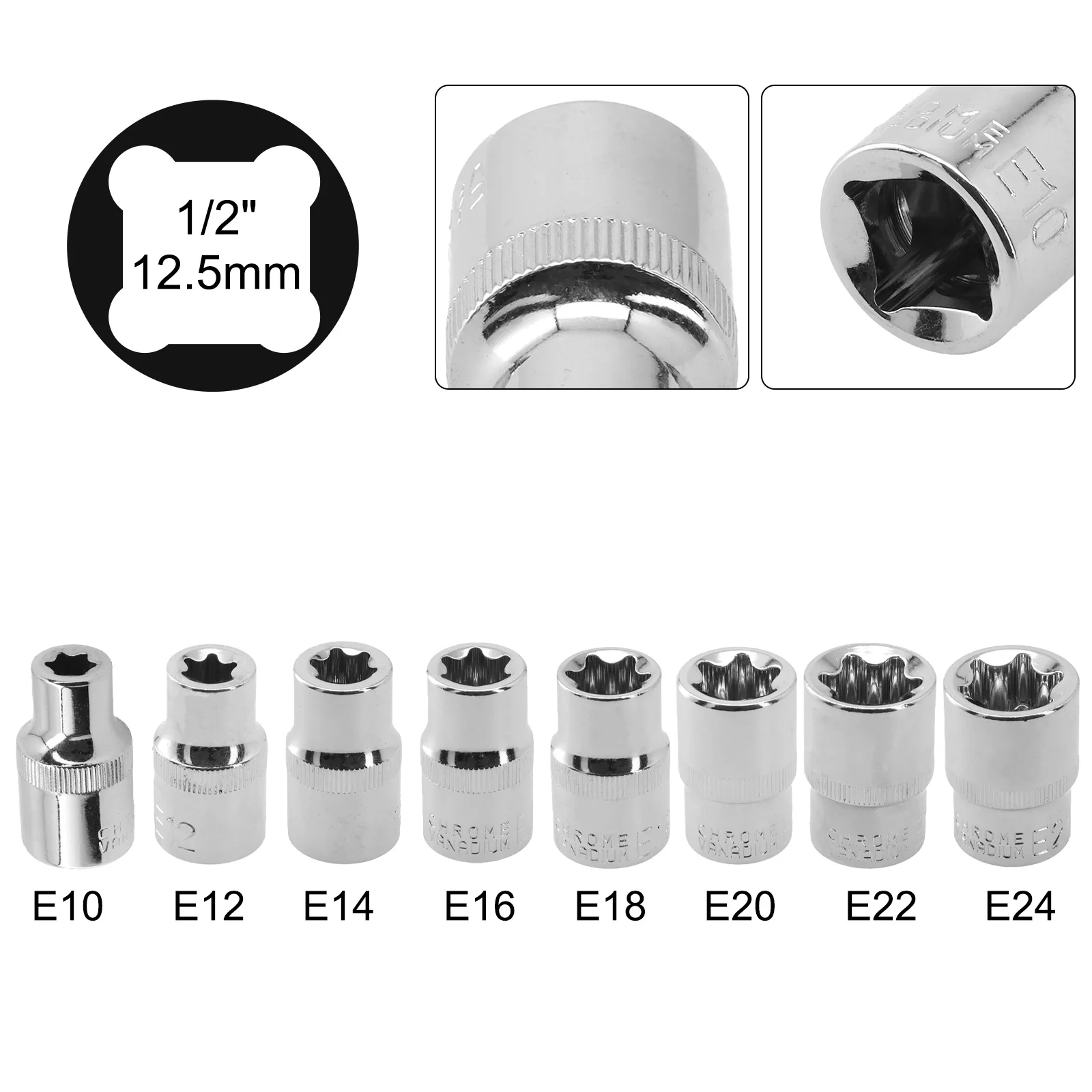 Инструмент E Type Sockets1/2 жак Torx За главата торцевого ключ с механизма на палеца E12 E14 E16 Ръчни инструменти