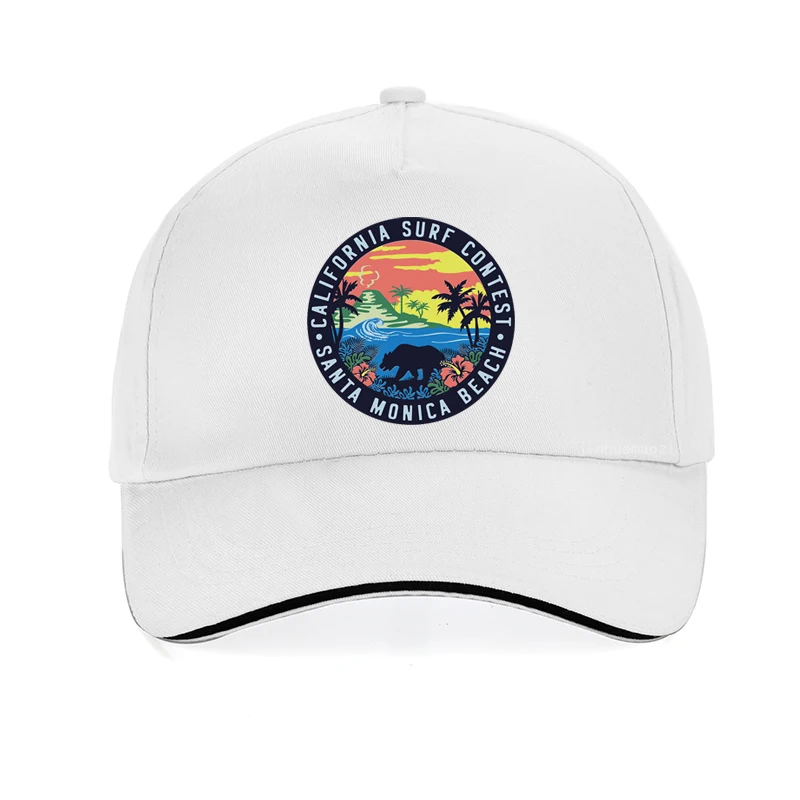 Лятна Ежедневни Дамски солнцезащитная шапка Най-добрите Сърф Санта Моника, Калифорния, бейзболна шапка Унисекс, Плажни шапки за състезания по сърф в Калифорния