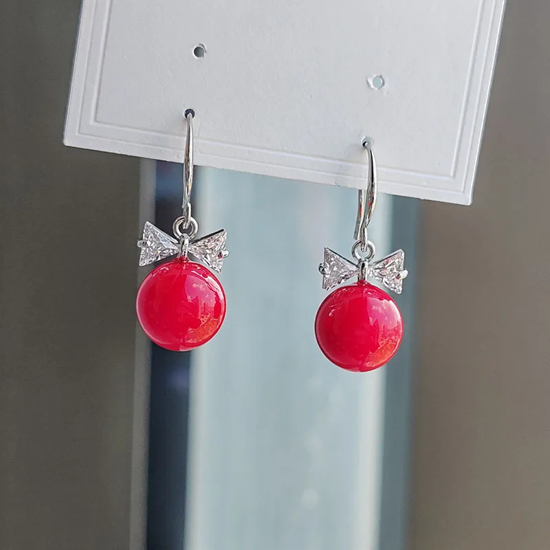 Модни метални Червени обеци-капки за жени, Очарователен Реколта обеци с перли, Дамски бижута, Вечерни сватбени подаръци