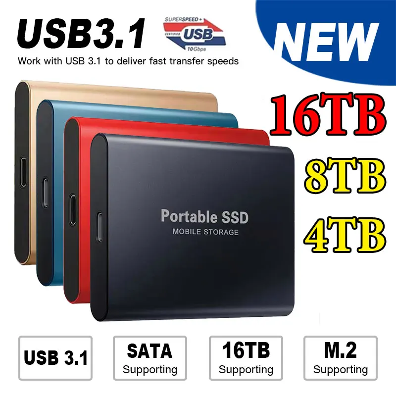 Преносим SSD-диск с капацитет 1 TB, външен твърд диск капацитет 2 TB Високоскоростен външен твърд диск с капацитет 500 GB, M. 2 с Интерфейс USB 3.1, диск за съхранение на данни